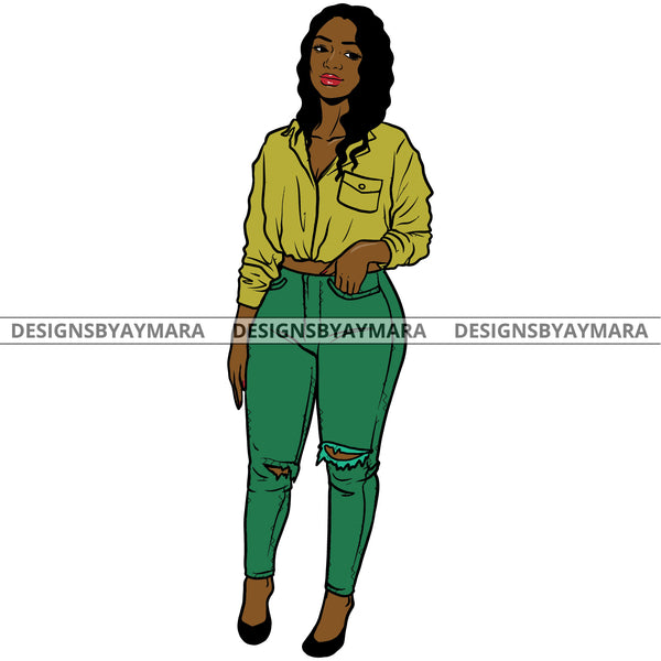 Afro Urban Fashionista Goddess Heels Attractive Black Woman Sexy Sunglasses Curly Long Hair Style  SVG Cutting Files For Silhouette Cricut