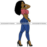 Afro Urban Fashionista Goddess Attractive Black Woman Heels Sexy Long Curly Hair Style  SVG Cutting Files For Silhouette Cricut