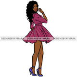 Afro Urban Fashionista Goddess Heels Attractive Black Woman Sexy Legs Long Wavy Hair Style  SVG Cutting Files For Silhouette Cricut