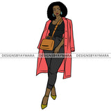 Afro Urban Fashionista Goddess Heels Attractive Black Woman Coat Sexy Afro Hair Style  SVG Cutting Files For Silhouette Cricut