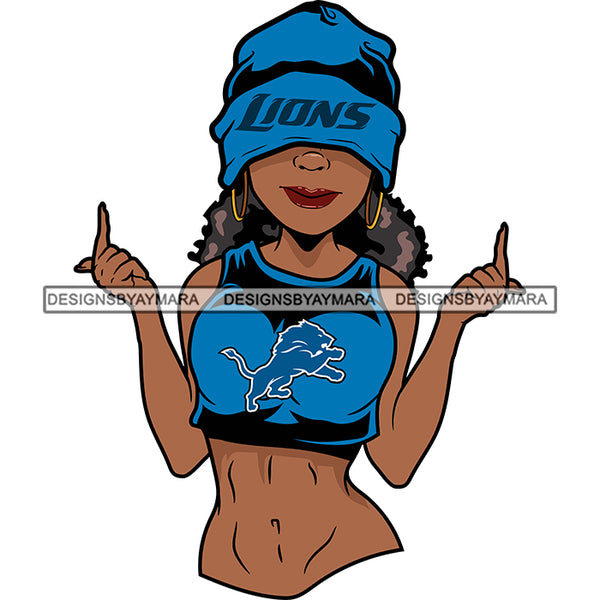 American Football Team Detroit Diva Melanin Woman Sports Touchdown Professional Uniform SVG PNG JPG Cutting Files For Silhouette Cricut and More!