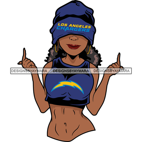 American Football Team Los Angeles Diva Melanin Woman Sports Touchdown Professional Uniform SVG PNG JPG Cutting Files For Silhouette Cricut and More!