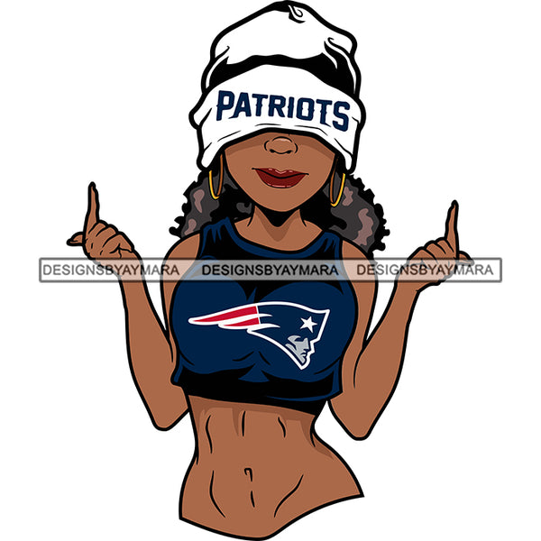 American Football Team New England Diva Melanin Woman Sports Touchdown Professional Uniform SVG PNG JPG Cutting Files For Silhouette Cricut and More!