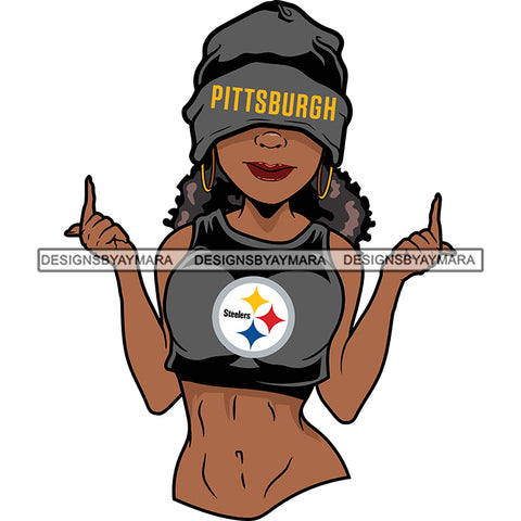 American Football Team Pittsburgh Diva Melanin Woman Sports Touchdown Professional Uniform SVG PNG JPG Cutting Files For Silhouette Cricut and More!