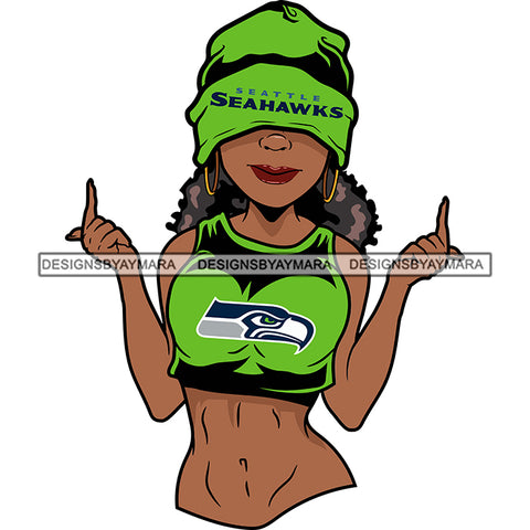 American Football Team Seattle Diva Melanin Woman Sports Touchdown Professional Uniform SVG PNG JPG Cutting Files For Silhouette Cricut and More!