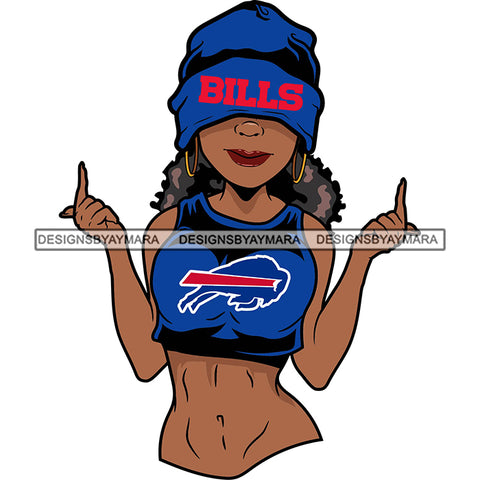 American Football Team Buffalo Diva Melanin Woman Sports Touchdown Professional Uniform SVG PNG JPG Cutting Files For Silhouette Cricut and More!