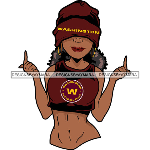 American Football Team Washington Diva Melanin Woman Sports Touchdown Professional Uniform SVG PNG JPG Cutting Files For Silhouette Cricut and More!