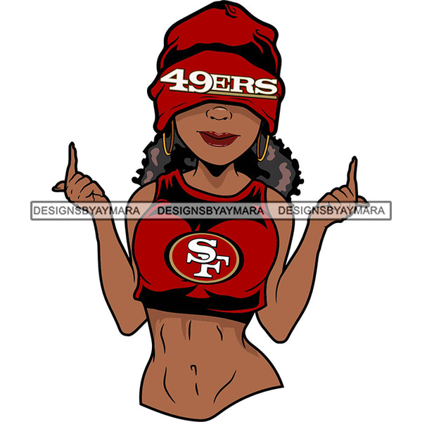 American Football Team San Francisco Diva Melanin Woman Sports Touchdown Professional Uniform SVG PNG JPG Cutting Files For Silhouette Cricut and More!