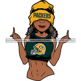 American Football Team Green Bay Diva Melanin Woman Sports Touchdown Professional Uniform SVG PNG JPG Cutting Files For Silhouette Cricut and More!