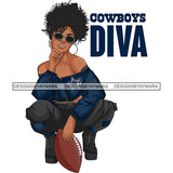 Dallas Diva Woman Squatting American Football Team Sports Touchdown Professional Uniform SVG PNG JPG Cutting Files For Silhouette Cricut and More!