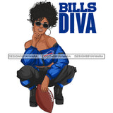 Buffalo, NY Diva Woman Squatting American Football Team Sports Touchdown Professional Uniform SVG PNG JPG Cutting Files For Silhouette Cricut and More!