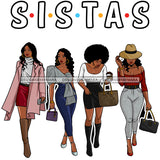 Sistas Sisters Best Friends Buddies Black Women Afro Melanin Nubian Ebony SVG JPG PNG Vector Clipart Cricut Silhouette Cut Cutting