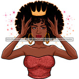 Crowned Black Woman Pink Top Crown JPG PNG Vector Clipart Cricut Silhouette Cut Cutting