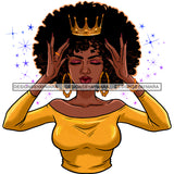 Crowned Black Woman Gold Top Crown  JPG PNG  Clipart Cricut Silhouette Cut Cutting