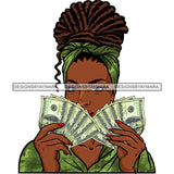 Afro Black Woman With Locs Dreads Green Headwrap JPG PNG  Clipart Cricut Silhouette Cut Cutting