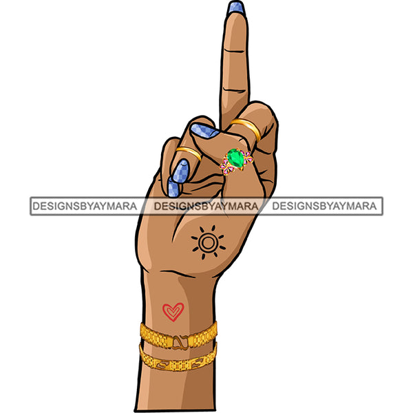 Afro Black Woman Finger Middle Finger F*** Tattoos Rings  Gold Bracelet Single Hand  JPG PNG  Clipart Cricut Silhouette Cut Cutting