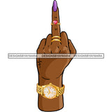 Black Finger Middle Finger F*** Purple Fingernail Tattoos Rings  Gold Watch Single Hand  JPG PNG  Clipart Cricut Silhouette Cut Cutting
