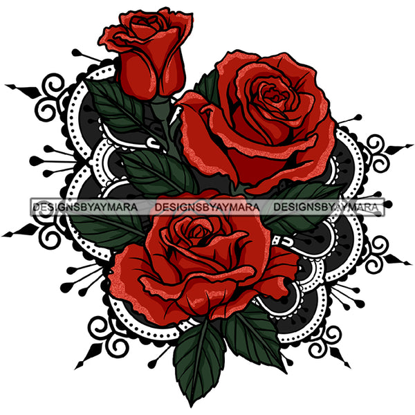 3 Beautiful Red Rose Flowers Roses Graphic  Clipart JPG PNG  Clipart Cricut Silhouette Cut Cutting
