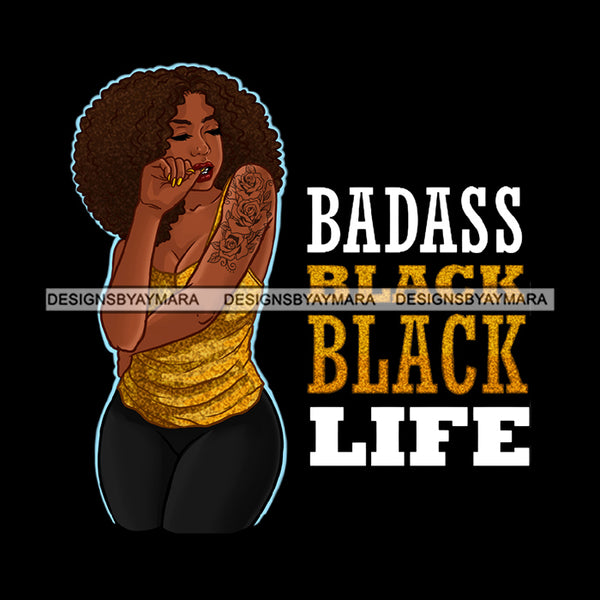 Badass Black Girl Life Afro Black Woman Big Afro Tattoo Jeans JPG PNG  Clipart Cricut Silhouette Cut Cutting