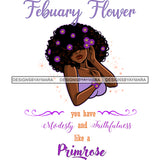 February Flower Big Afro Hair Woman With Purple Flowers  JPG PNG  Clipart Cricut Silhouette Cut Cutting