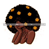 Big Afro Hair Woman With Yellow Flowers  JPG PNG  Clipart Cricut Silhouette Cut Cutting