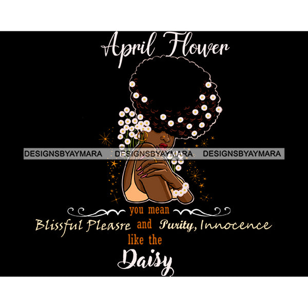 April Flower Ladies Lady Afro Hair Black Afro Woman JPG PNG  Clipart Cricut Silhouette Cut Cutting