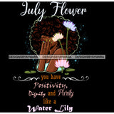 July Flower Ladies Lady Afro Hair Black Afro Woman Curly Hair JPG PNG  Clipart Cricut Silhouette Cut Cutting