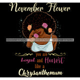 November Flower Ladies Lady Afro Hair Black Afro Woman Big Afro Flowers JPG PNG  Clipart Cricut Silhouette Cut Cutting
