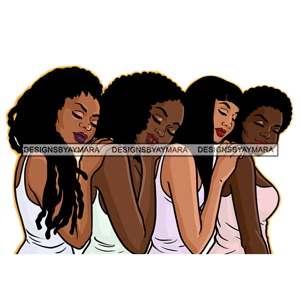 Friends Sisters Ladies Black Afro Women Locs JPG PNG  Clipart Cricut Silhouette Cut Cutting