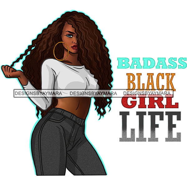 Badass  Black Girl Life Afro Black Woman Long Wavy Hair JPG PNG  Clipart Cricut Silhouette Cut Cutting
