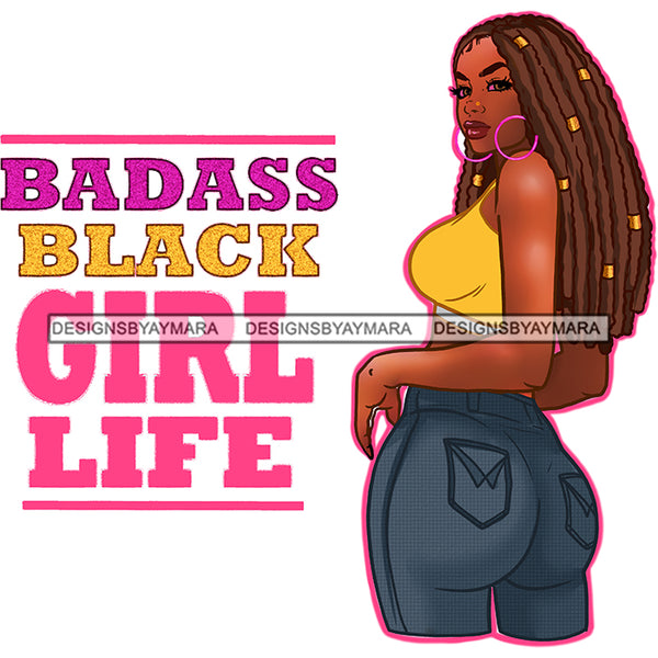 Badass  Black Girl Life Afro Black Woman Long Locs JPG PNG  Clipart Cricut Silhouette Cut Cutting