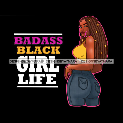 Badass Black Girl Life Afro Black Woman Afro Long Locs Sisterlocs Jeans JPG PNG  Clipart Cricut Silhouette Cut Cutting