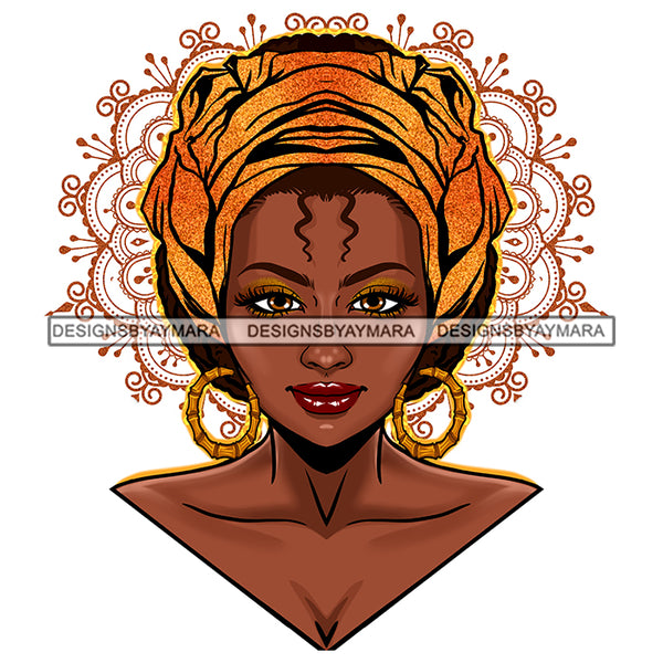 Afro Black Woman In Turban Headwrap Golden  JPG PNG  Clipart Cricut Silhouette Cut Cutting