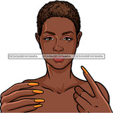 Beautiful Melanin Afro Woman Short Hairstyle Long Nails Nubian Hipster Girl SVG JPG PNG Vector Clipart Cricut Silhouette Cut Cutting