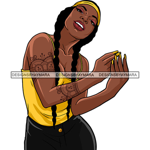 Pretty Woman Braids Hairstyle Bandana Tattoo Savage Melanin Nubian Hipster Street Girl SVG JPG PNG Vector Clipart Cricut Silhouette Cut Cutting