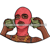 Gangsta Gangster Woman Money Stack Ski Mask Badass Hustler Hustling Savage Melanin Nubian Hipster Ghetto Street Girl SVG JPG PNG Vector Clipart Cricut Silhouette Cut Cutting