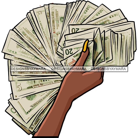 Hands Holding Stack Of Money Gangsta Gangster Woman Badass Hustler Hustling Savage Melanin Nubian Hipster Ghetto Street Girl SVG JPG PNG Vector Clipart Cricut Silhouette Cut Cutting