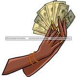 Hands Holding Stack Of Money Gangsta Gangster Woman Badass Hustler Hustling Savage Melanin Nubian Hipster Ghetto Street Girl SVG JPG PNG Vector Clipart Cricut Silhouette Cut Cutting