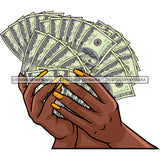 Hands Holding Stack Of Money Gangsta Gangster Woman Badass Hustler Hustling Savage Melanin Nubian Hipster Ghetto Street Girl Element SVG JPG PNG Vector Clipart Cricut Silhouette Cut Cutting