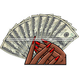 Hands Holding Stack Of Money Gangsta Gangster Woman Badass Hustler Hustling Savage Melanin Nubian Hipster Ghetto Street Girl SVG JPG PNG Vector Clipart Cricut Silhouette Cut Cutting