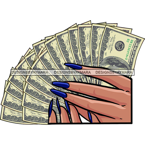 Hands Holding Stack Of Money Gangsta Gangster Woman Badass Hustler Hustling Savage Melanin Nubian Hipster Ghetto Street Girl SVG JPG PNG Vector Clipart Cricut Silhouette Cut Cutting