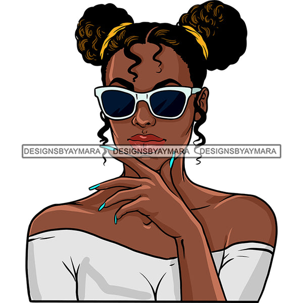 Beautiful Afro Woman Afro Puff Sunglasses Hustler Hustling Savage Melanin Nubian Hipster Girl SVG JPG PNG Vector Clipart Cricut Silhouette Cut Cutting