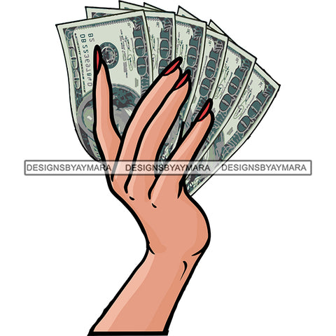 Hands Holding Stack Of Money Gangsta Gangster Woman Badass Hustler Hustling Savage Melanin Nubian Hipster Ghetto Street Girl SVG JPG PNG Vector Clipart Cricut Silhouette Cut Cutting