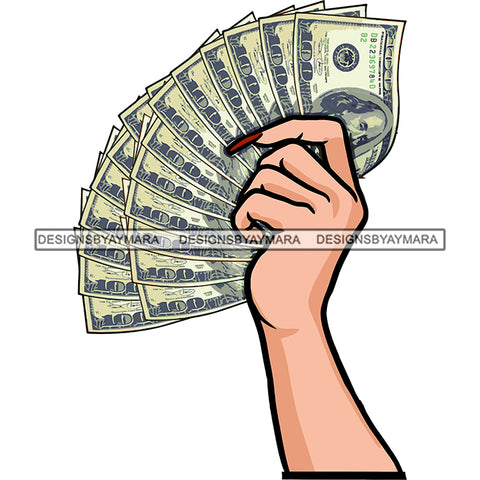 Hands Holding Stack Of Money Gangsta Gangster Woman Badass Hustler Hustling Savage Melanin Nubian Hipster Ghetto Street Girl SVG JPG PNG Vector Clipart Cricut Silhouette Cut Cutting