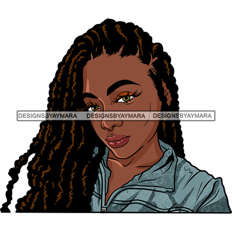 Pretty Afro Woman Dreadlocks Hairstyle Hustler Hustling Savage Melanin Nubian Hipster Ghetto Street Girl SVG JPG PNG Vector Clipart Cricut Silhouette Cut Cutting