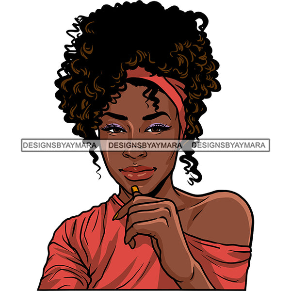 Beautiful Melanin Curly Hairstyle Hairband Nubian Hipster Girl SVG JPG PNG Vector Clipart Cricut Silhouette Cut Cutting