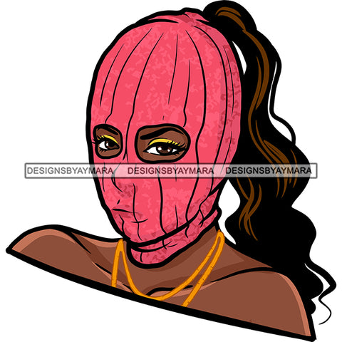 Gangsta Gangster Woman Ski Mask Badass Hustler Hustling Savage Melanin Nubian Hipster Ghetto Street Girl SVG JPG PNG Vector Clipart Cricut Silhouette Cut Cutting