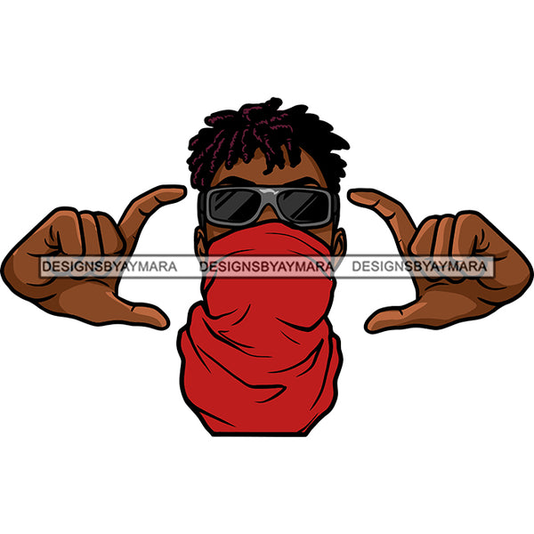 Black Man Wearing Red Face Mask Black Sunglasses Googles Image Capture Picture Capturing Nubian African American Boy SVG JPG PNG Vector Clipart Cricut Silhouette Cut Cutting