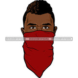 Black Curly Hairs Man Wearing Red Face Mask Nubian African American Boy SVG JPG PNG Vector Clipart Cricut Silhouette Cut Cutting