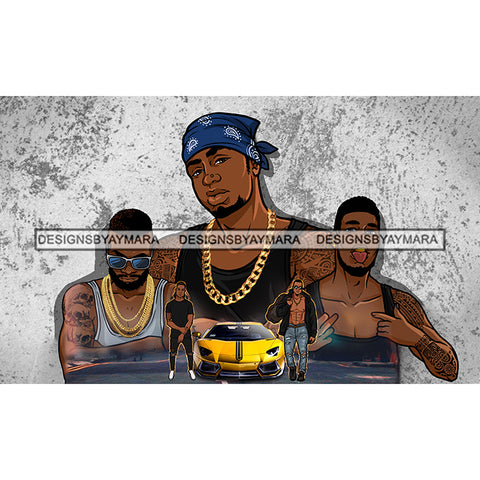 Gansta Gangster Black Man Mafia Street Boys Ganga Money Gold Chain Sport Car Hustler Hustling JPG PNG Clipart Cricut Silhouette Cut Cutting